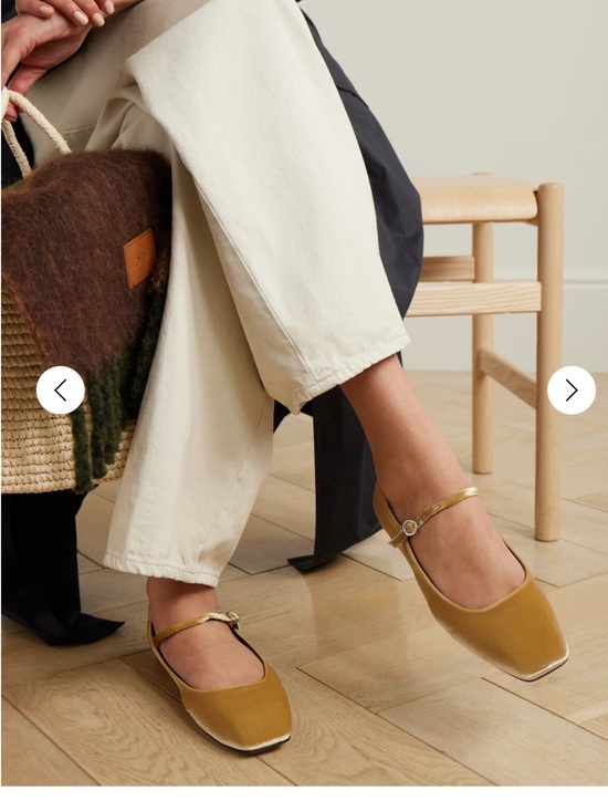 Aeyde Shoes - Aeyde Uma Velvet Mary Jane Flats in Mustard Yellow